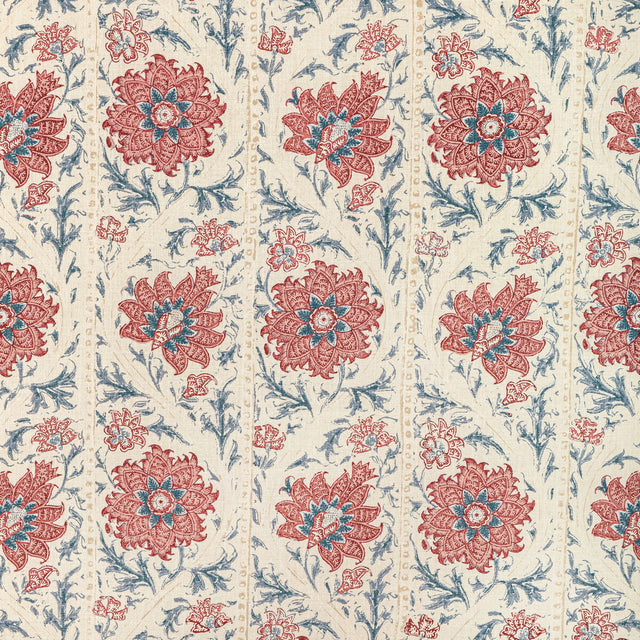 LEE JOFA 2022102.195.0 CALICO VINE BLUE RED Fabric - Eade's Wallpaper