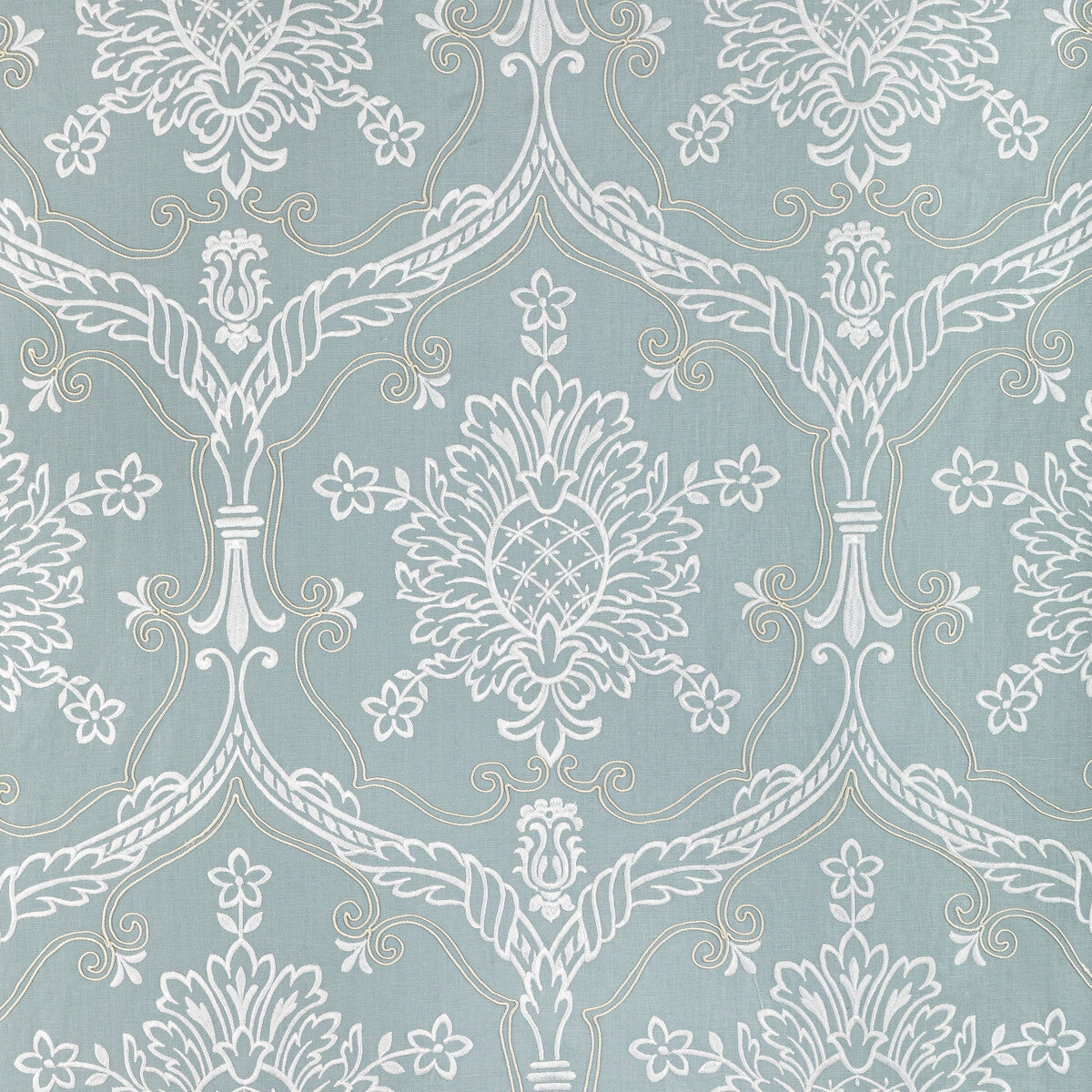 LEE JOFA 2022110.15.0 HAYES EMBROIDERY BLUE Fabric - Eade's Wallpaper