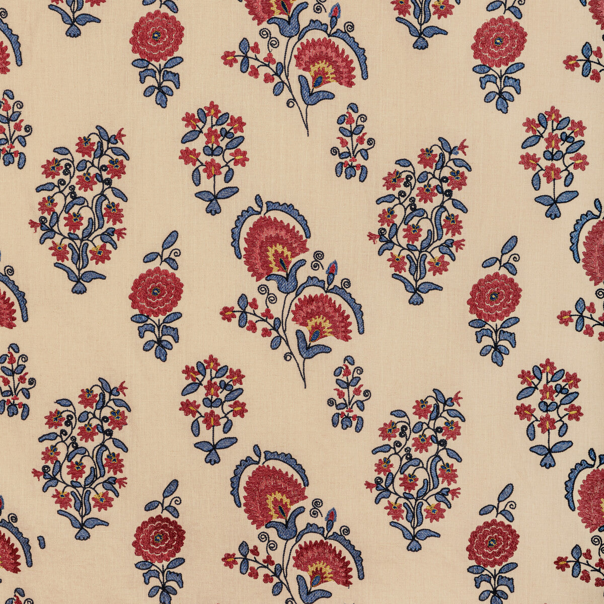 LEE JOFA 2022112.195.0 MEAD EMBROIDERY RED/BLUE Fabric - Eade's Wallpaper