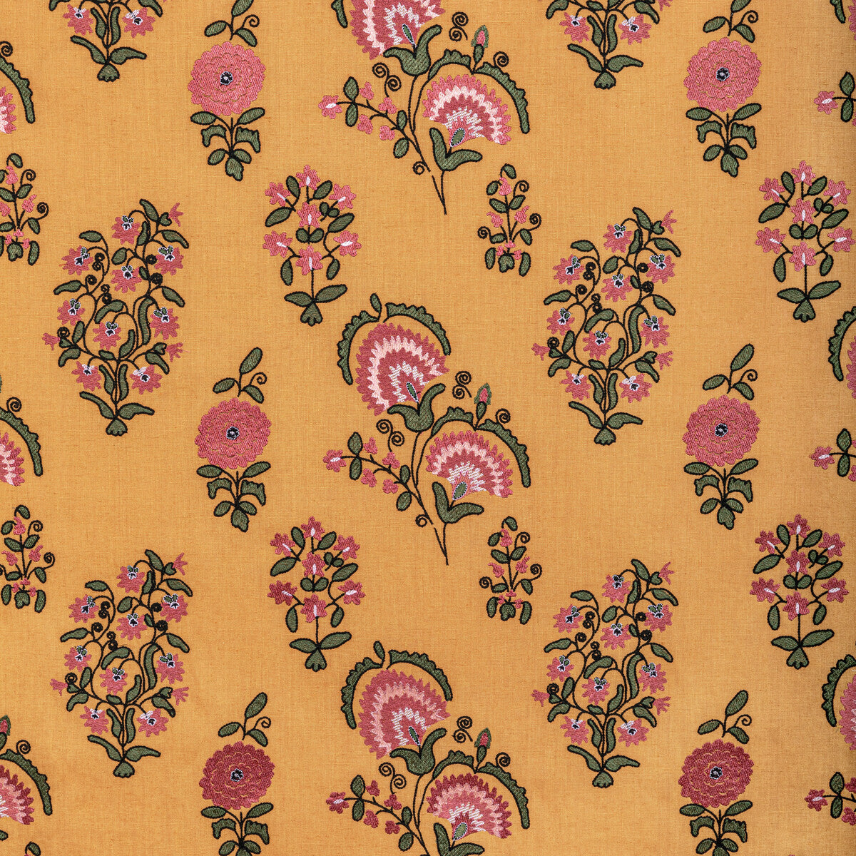 LEE JOFA 2022112.417.0 MEAD EMBROIDERY SAFFRON/PETAL Fabric - Eade's Wallpaper