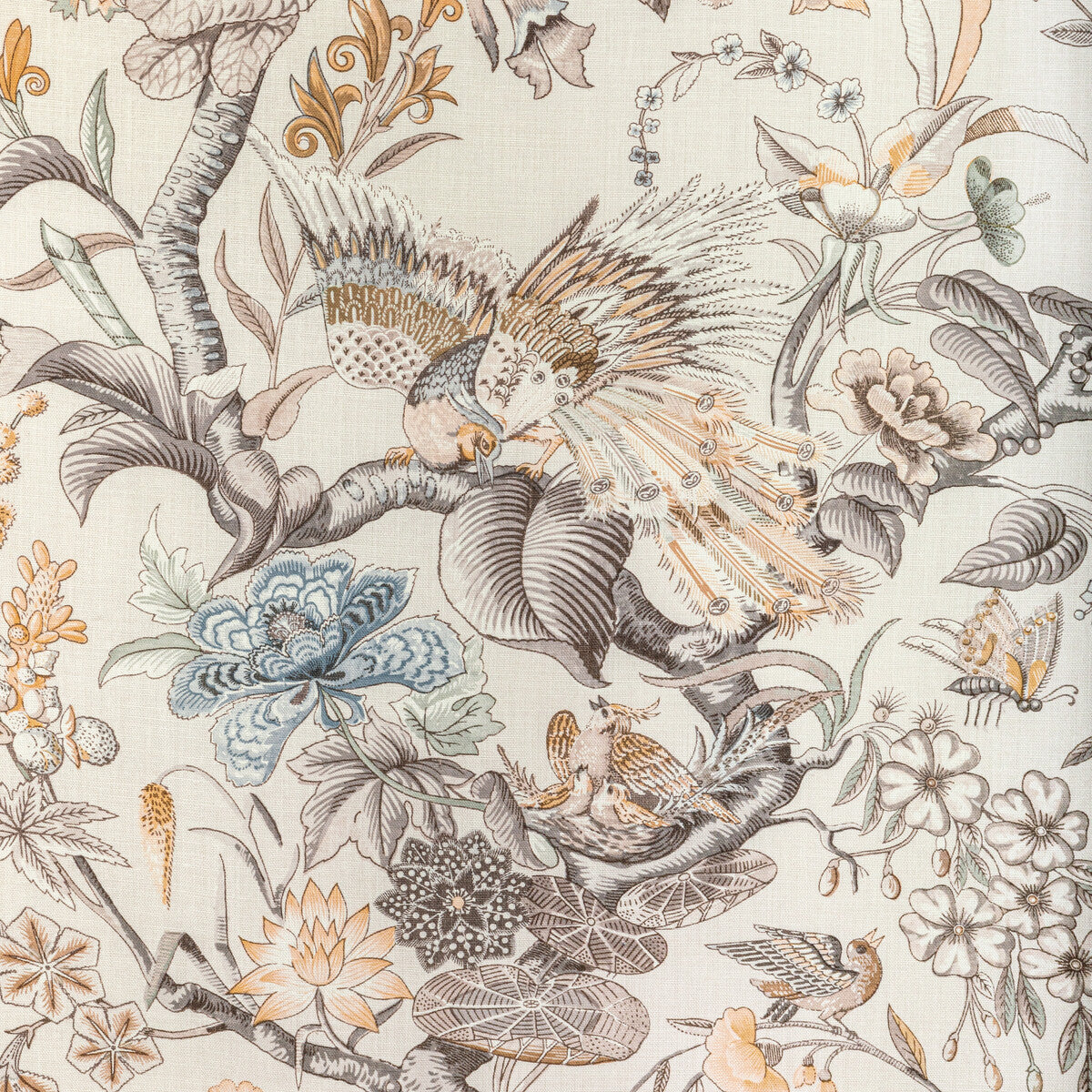 LEE JOFA 2022116.1211.0 GREENFIELD PRINT STONE Fabric - Eade's Wallpaper
