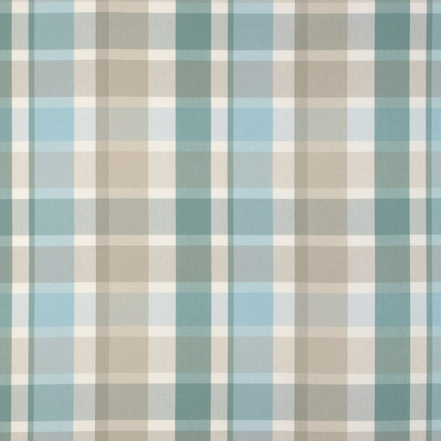 LEE JOFA 2023107.1511.0 FISHER PLAID SKY/STONE Fabric - Eade's Wallpaper