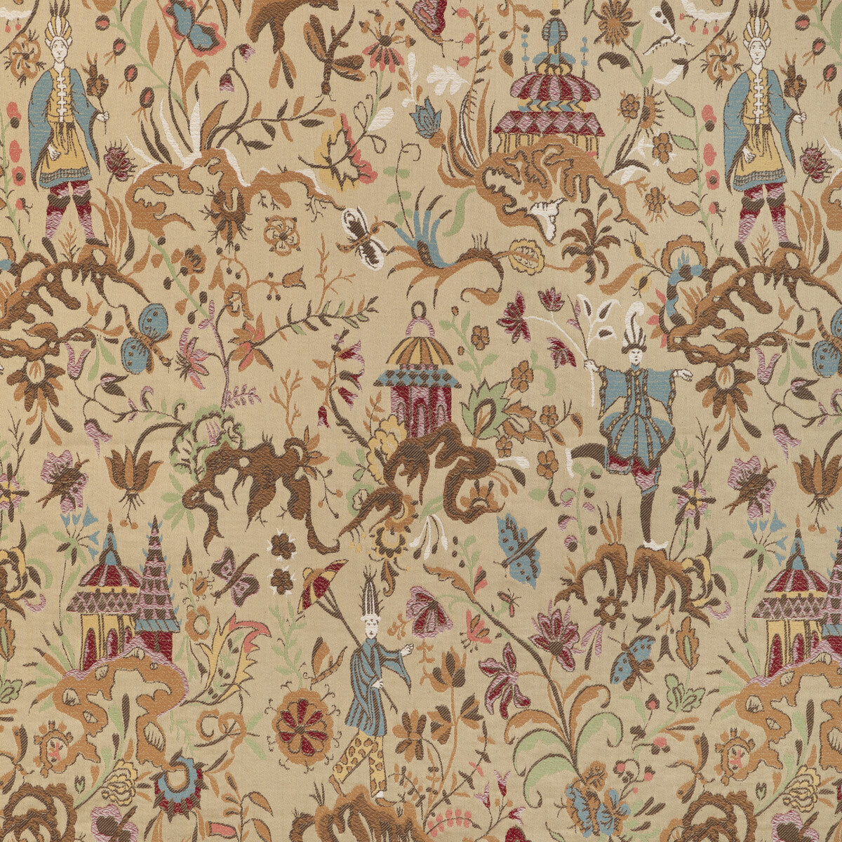 LEE JOFA 2023130.16.0 CHINESE BROCADE SAND Fabric - Eade's Wallpaper