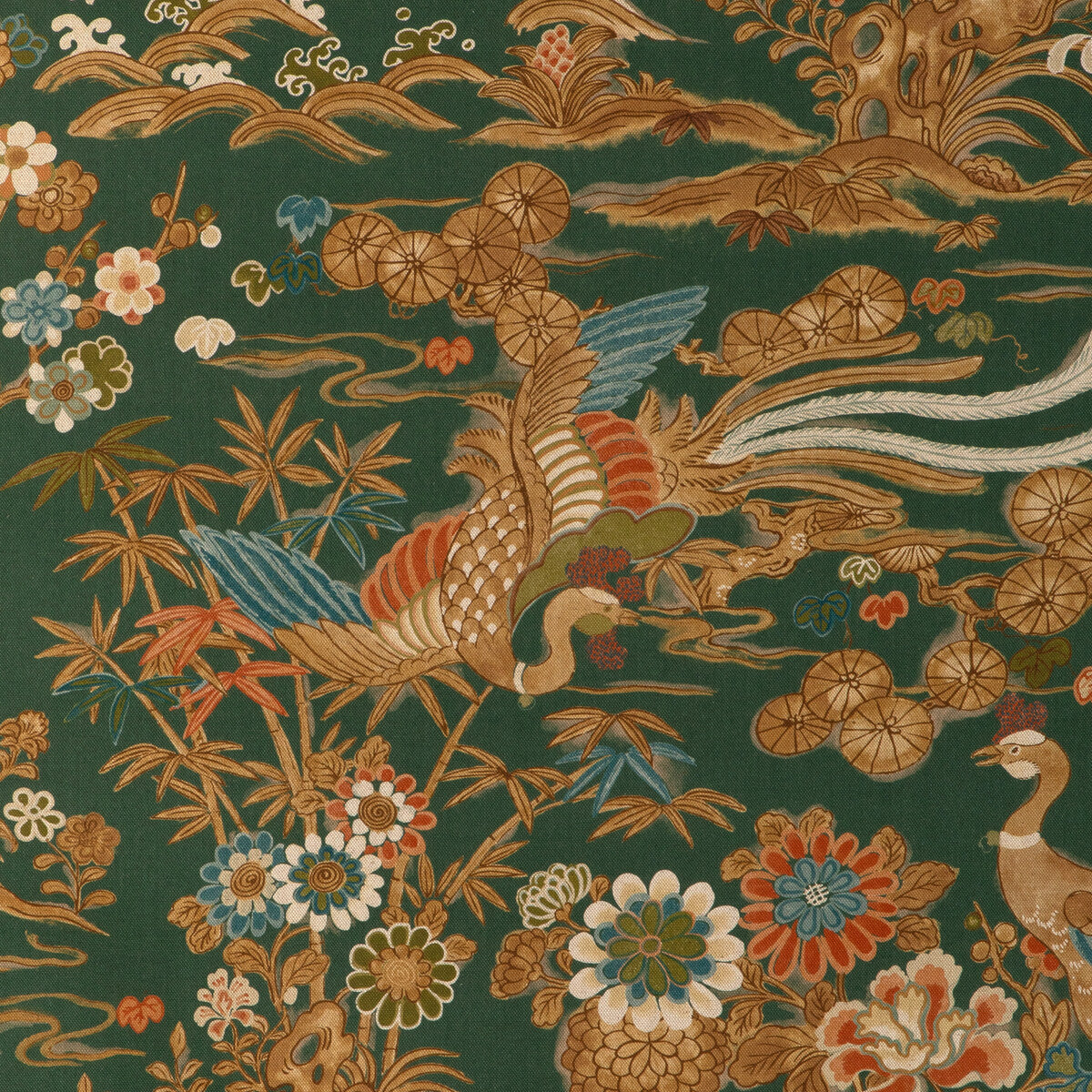 LEE JOFA 2023139.3.0 SAKURA PRINT GREEN Fabric - Eade's Wallpaper