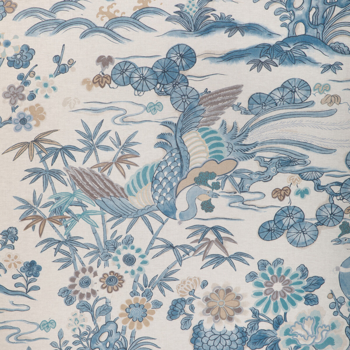 LEE JOFA 2023139.55.0 SAKURA PRINT BLUE Fabric - Eade's Wallpaper