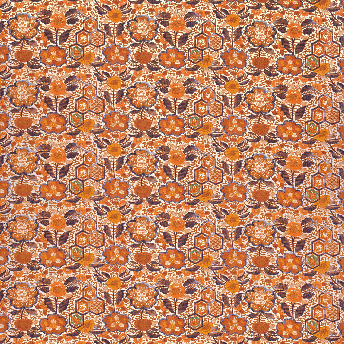 LEE JOFA 2024106.12.0 IMARI I ORANGE Fabric - Eade's Wallpaper