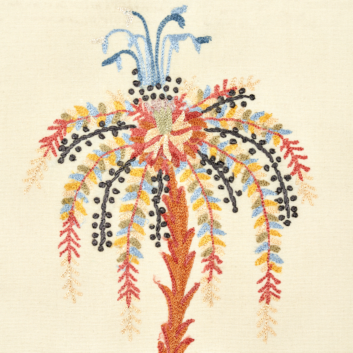 Schumacher 22140 Royal Poinciana Hand Embroidery in MULTI ON