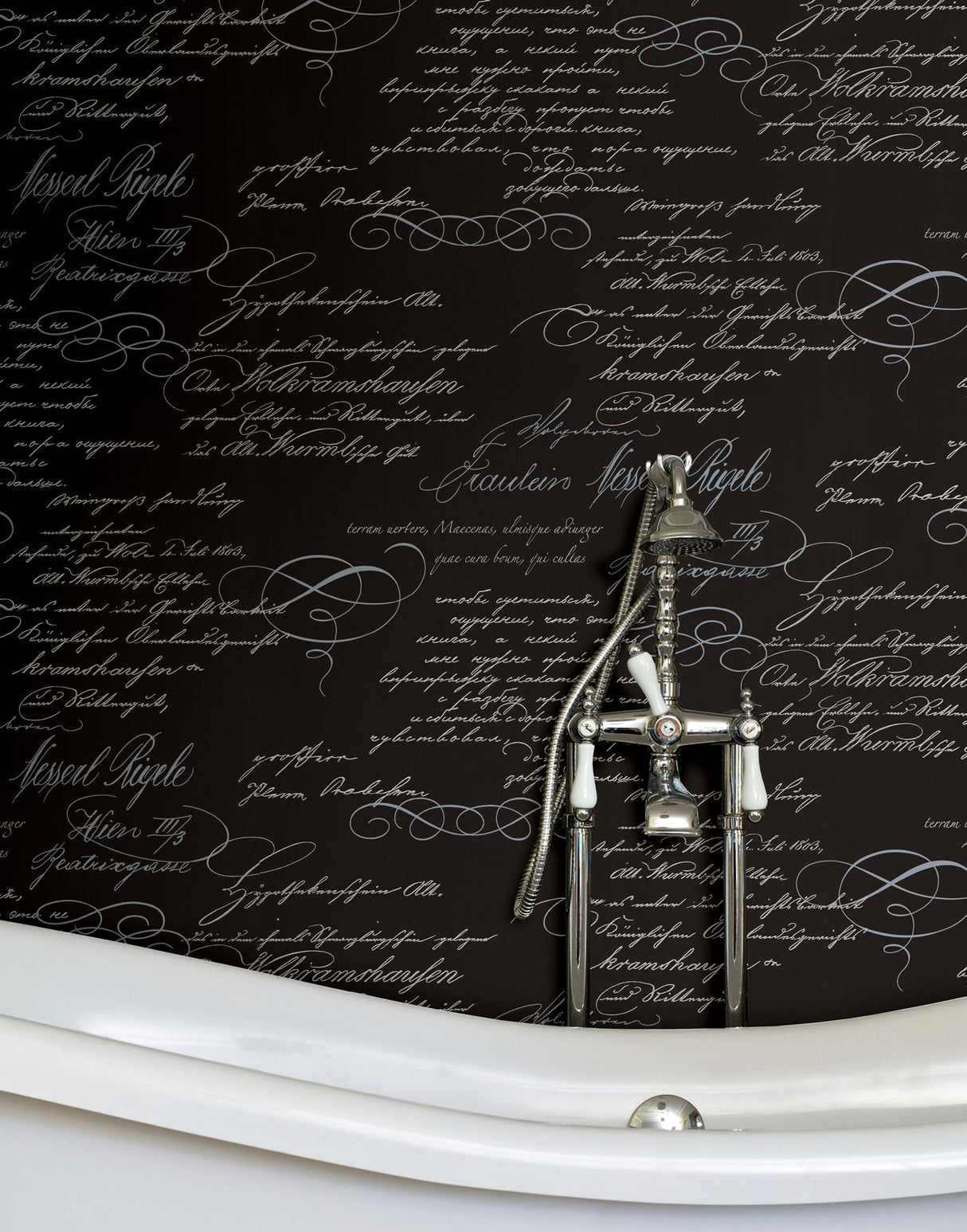 Brewster 2532-20461 Ferdinand Black Poetic Script Wallpaper