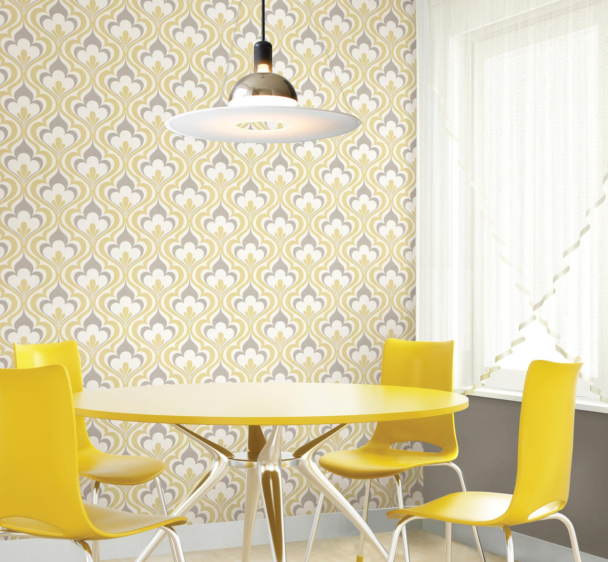 Beacon House 2535-20601 Lola Yellow Ogee Bargello Wallpaper
