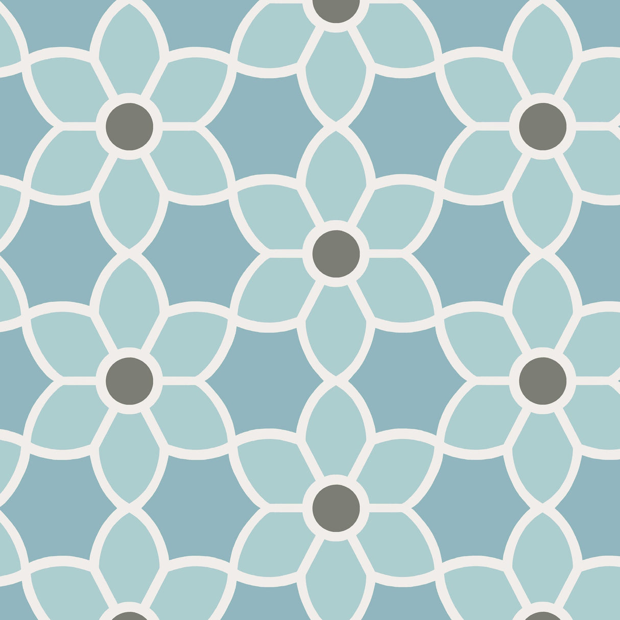 Beacon House 2535-20607 Blossom Blue Geometric Floral Wallpaper