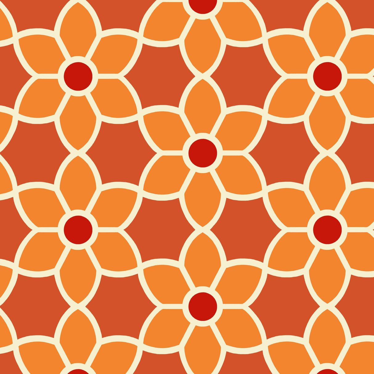 Beacon House 2535-20609 Blossom Red Geometric Floral Wallpaper