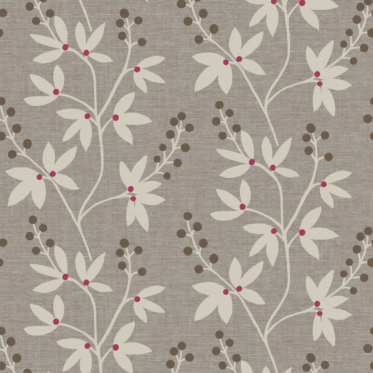 Beacon House 2535-20611 Currant Grey Botanical Trail Wallpaper