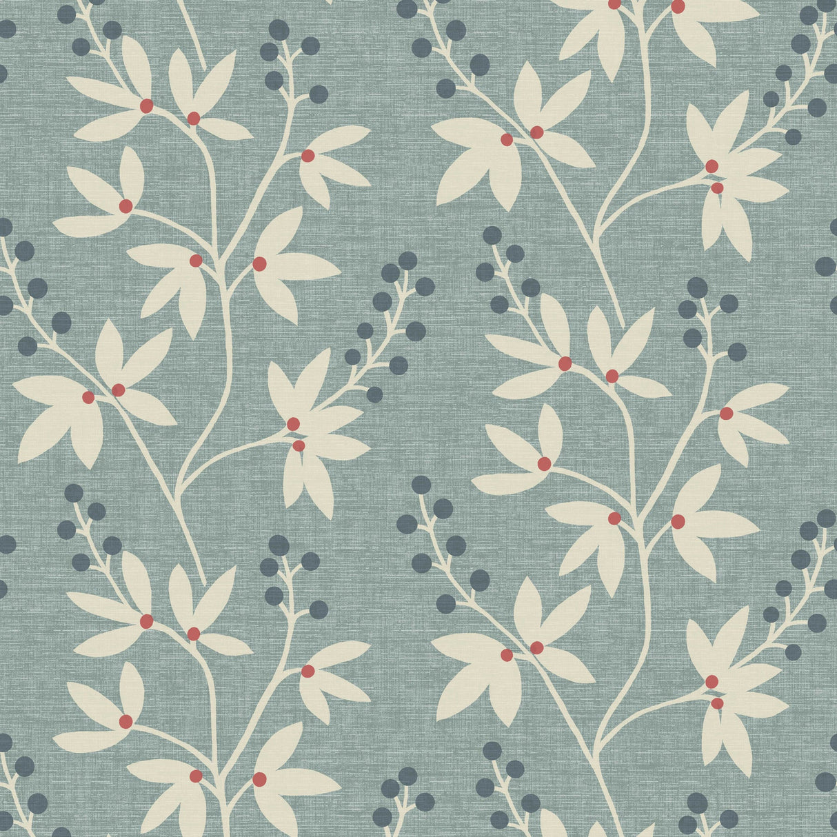 Beacon House 2535-20614 Currant Blue Botanical Trail Wallpaper