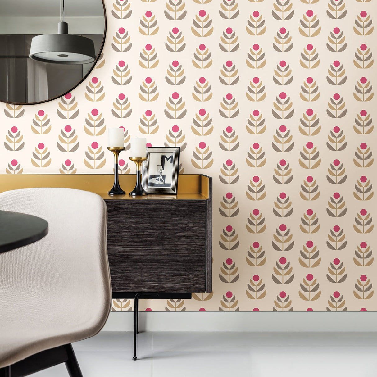 Beacon House 2535-20620 Oslo Red Geometric Tulip Wallpaper