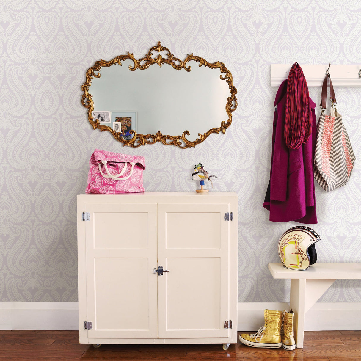 Beacon House 2535-20624 Imperial Lavender Modern Damask Wallpaper