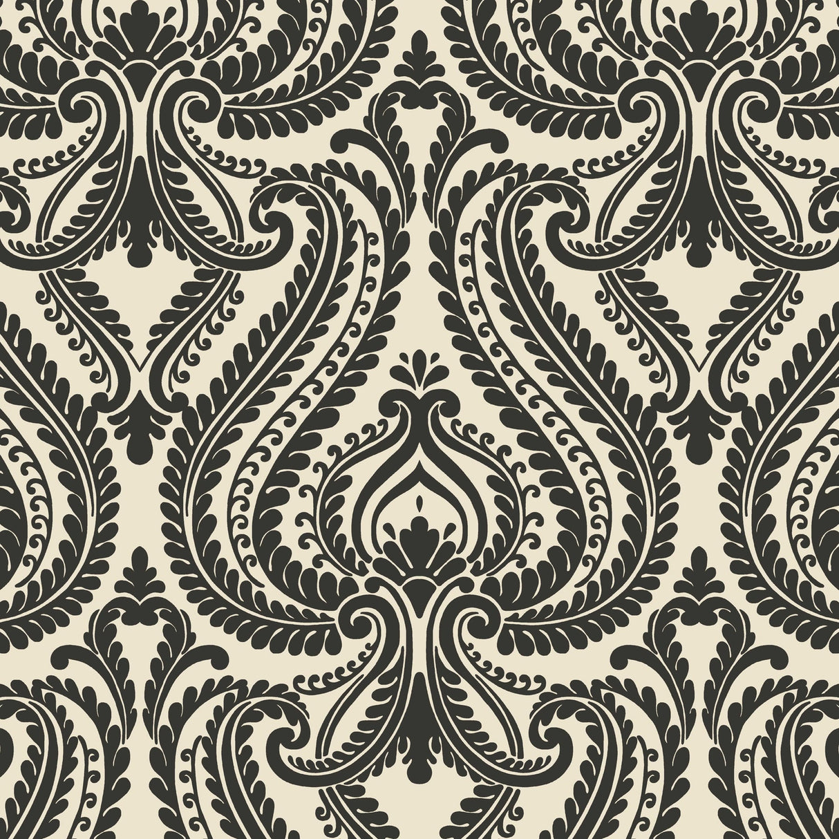 Beacon House 2535-20625 Imperial Black Modern Damask Wallpaper