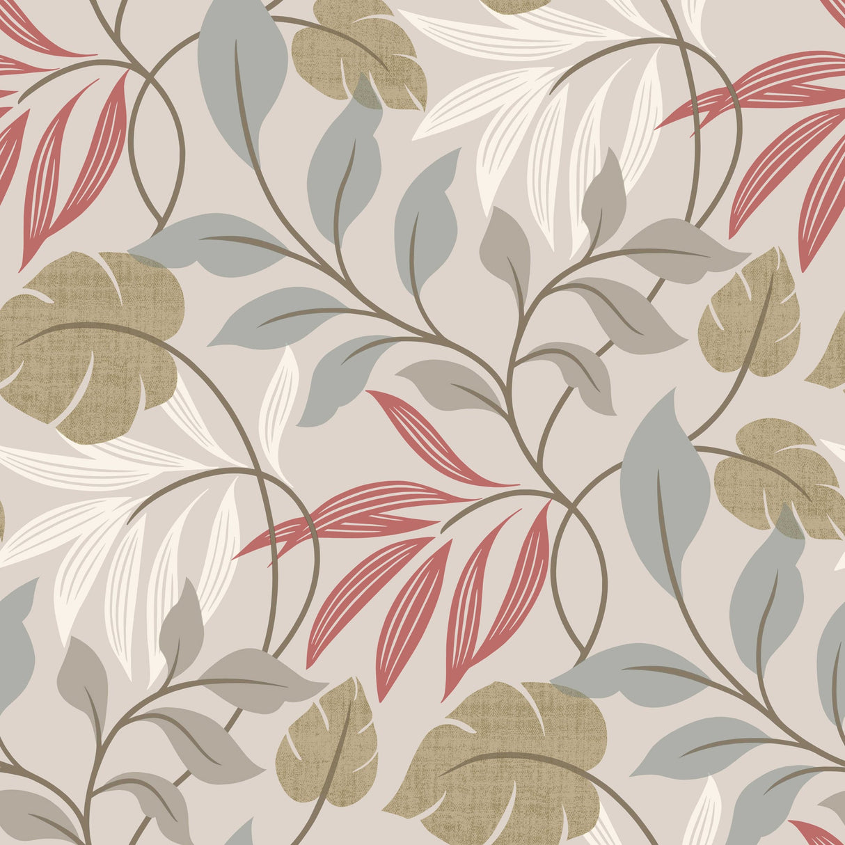 Beacon House 2535-20626 Eden Grey Modern Leaf Trail Wallpaper