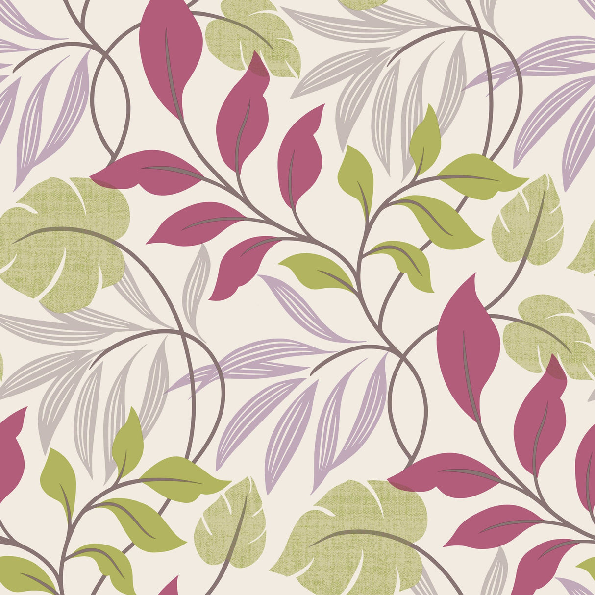 Beacon House 2535-20630 Eden Purple Modern Leaf Trail Wallpaper