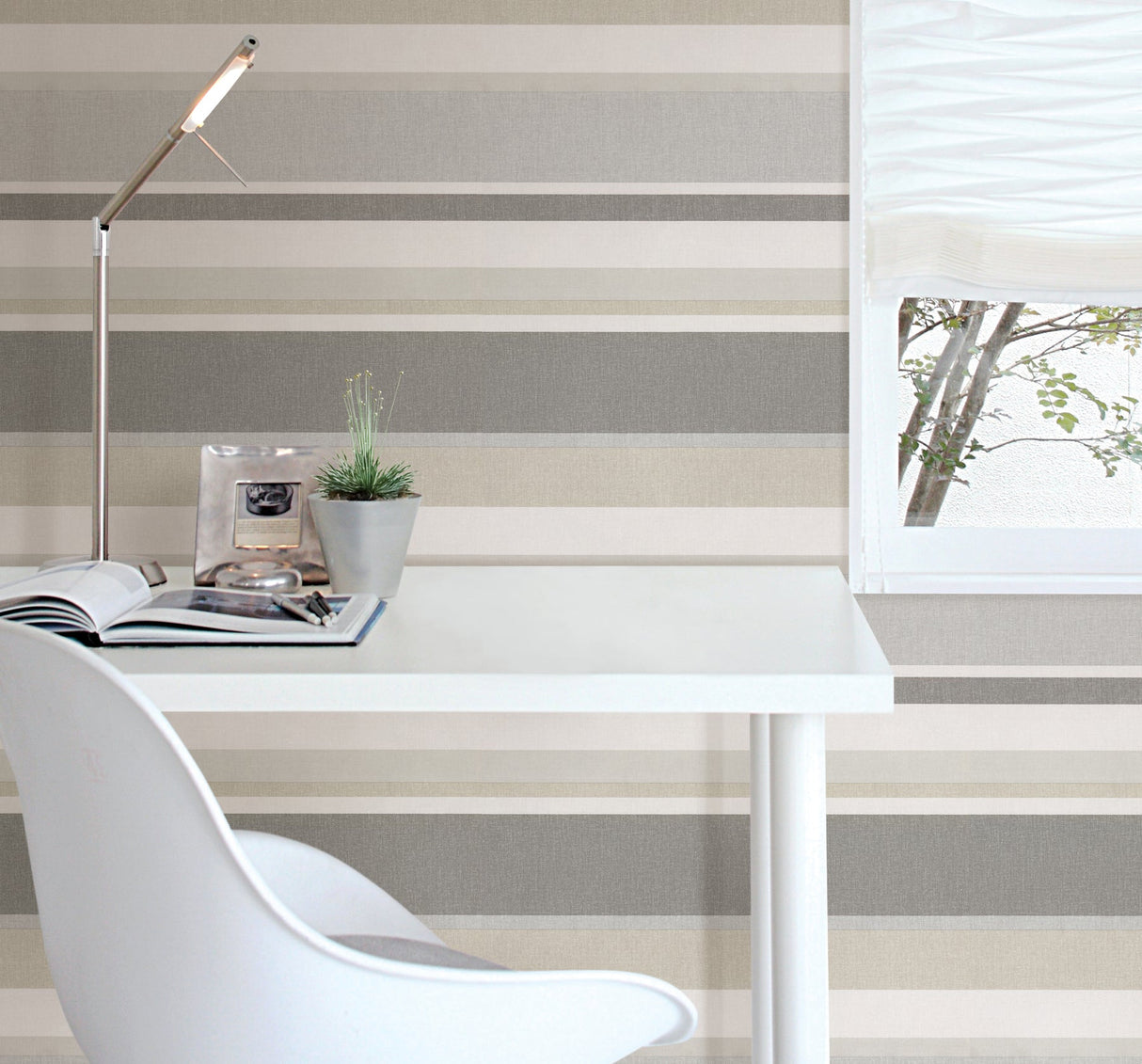 Beacon House 2535-20634 Raya Beige Linen Stripe Wallpaper