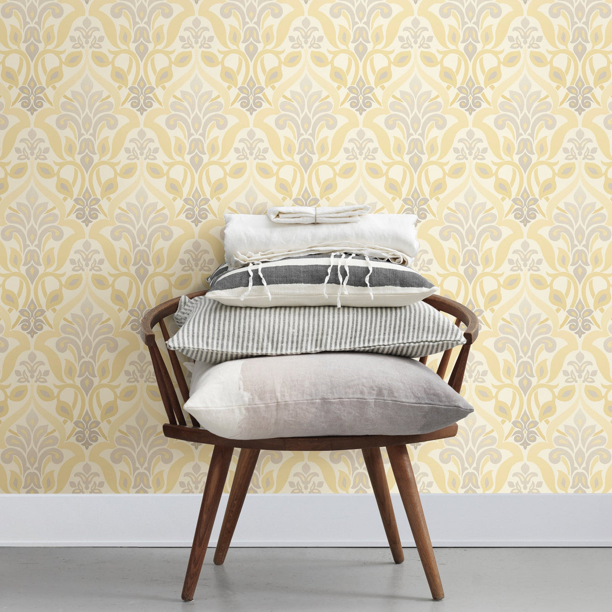Beacon House 2535-20647 Fusion Yellow Ombre Damask Wallpaper