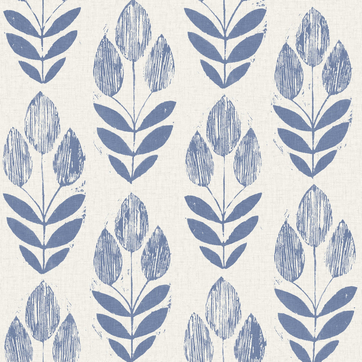 Beacon House 2535-20652 Scandinavian Blue Block Print Tulip Wallpaper