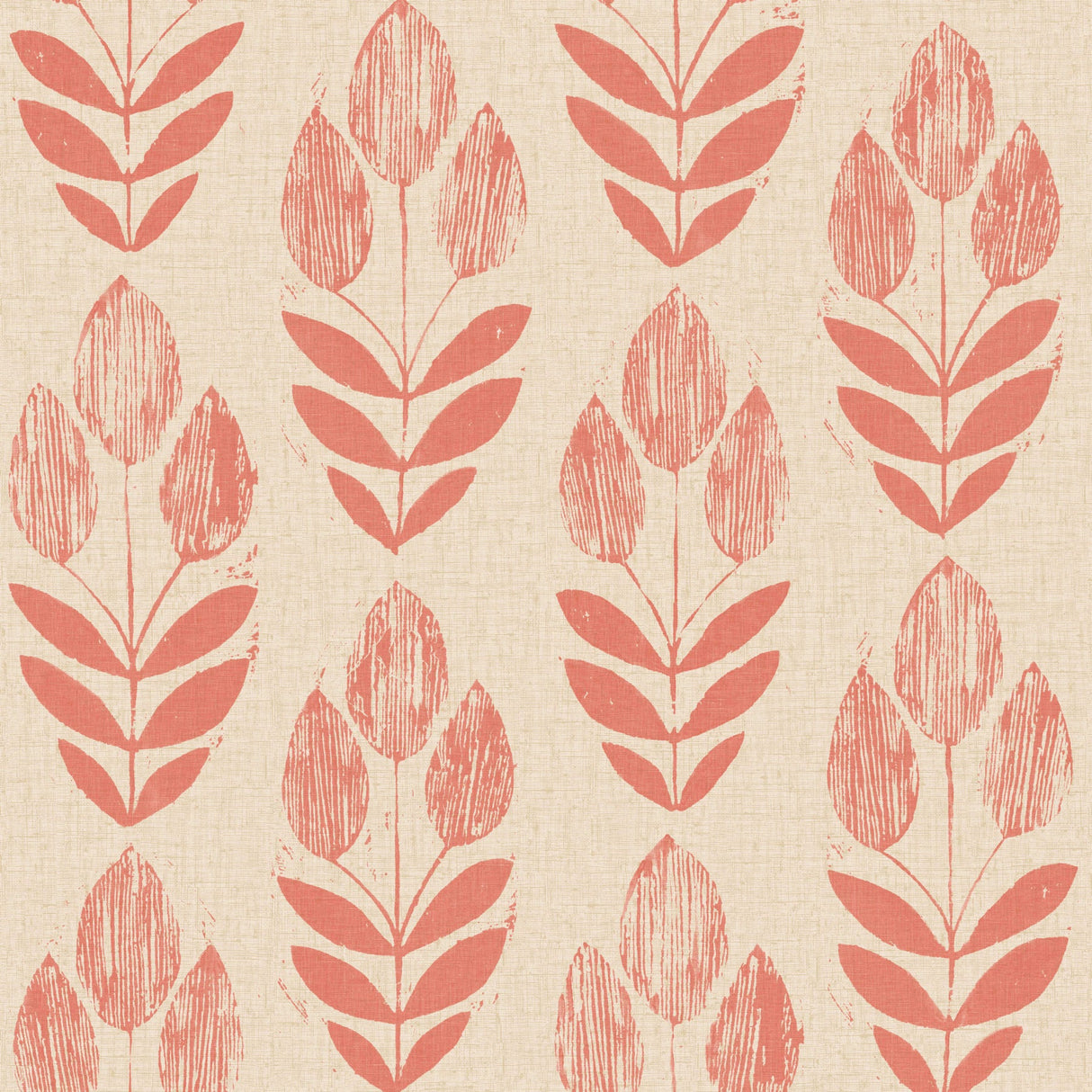 Beacon House 2535-20653 Scandinavian Red Block Print Tulip Wallpaper