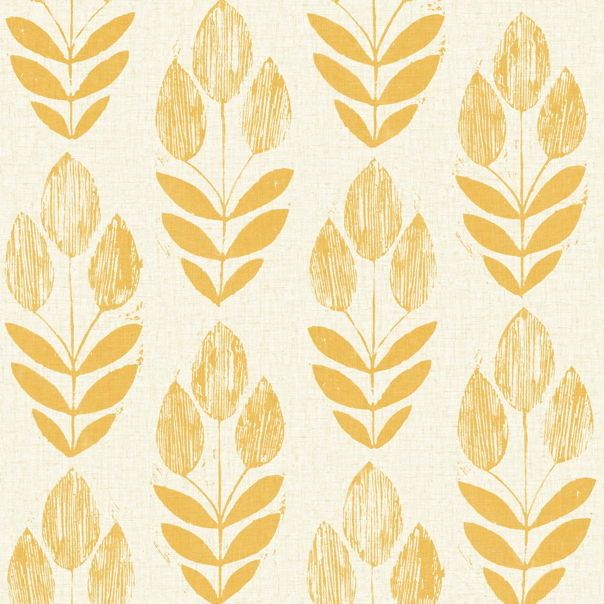 Beacon House 2535-20654 Scandinavian Yellow Block Print Tulip Wallpaper