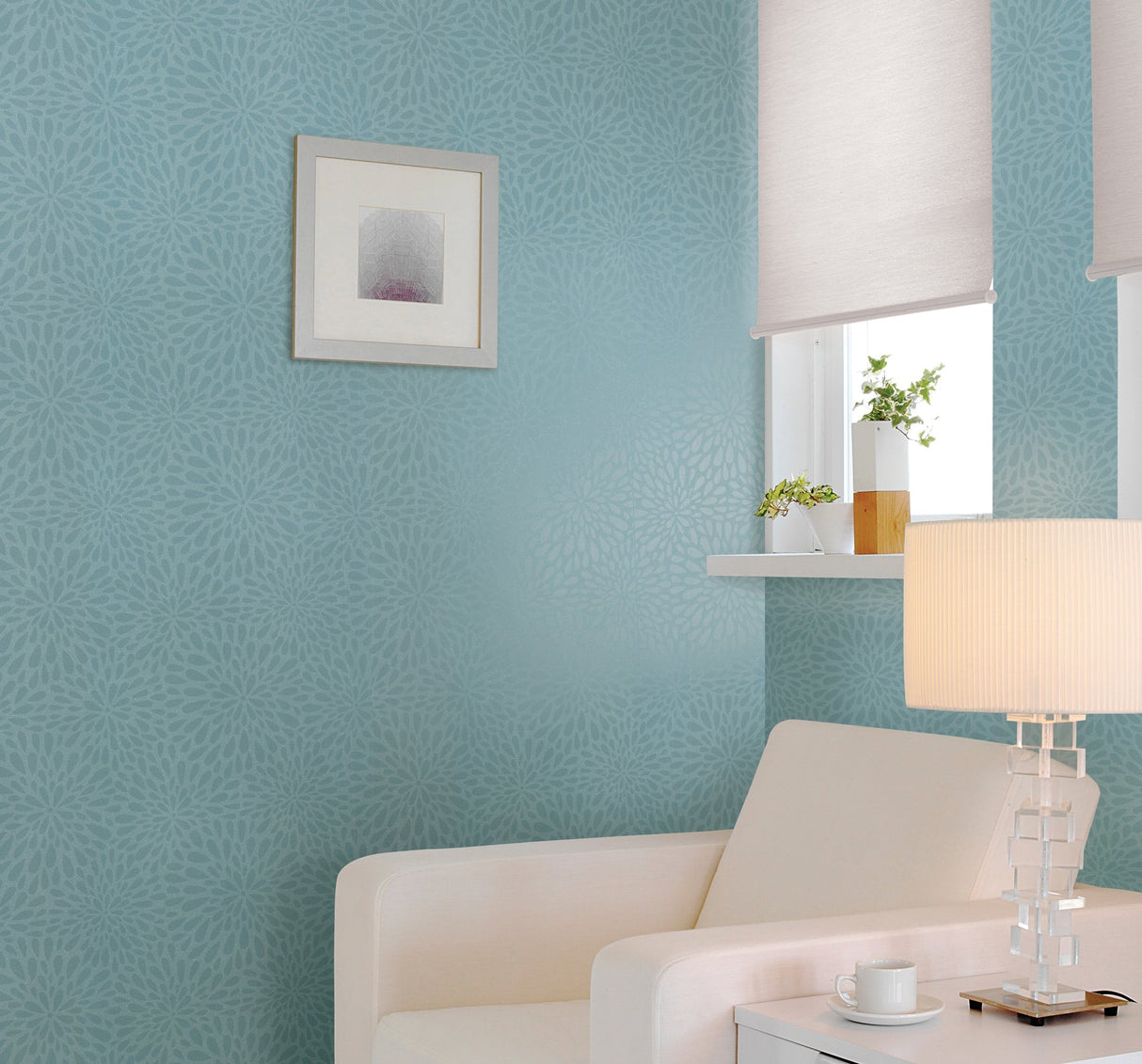 Beacon House 2535-20665 Calendula Teal Modern Floral Wallpaper