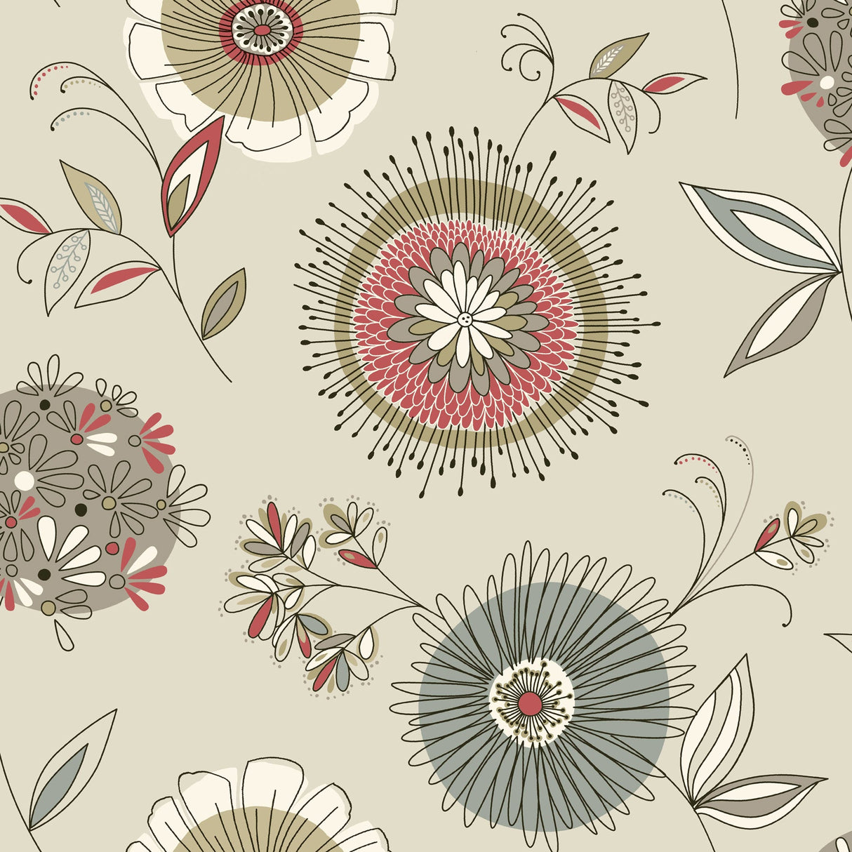 Beacon House 2535-20675 Maisie Grey Floral Burst Wallpaper