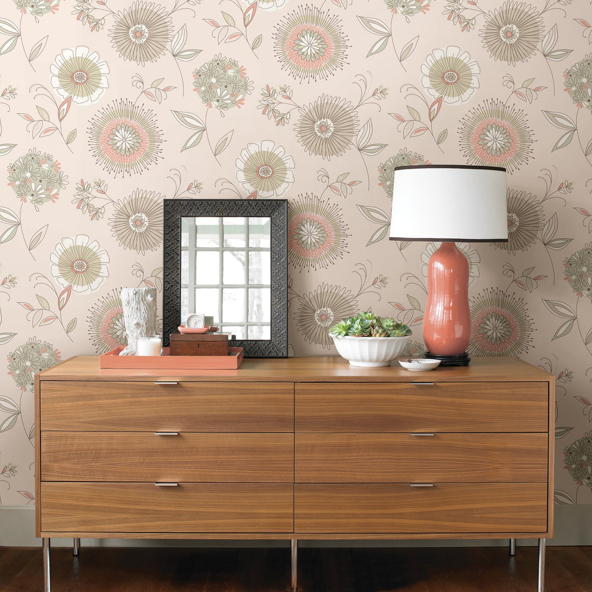 Beacon House 2535-20683 Maisie Beige Floral Burst Wallpaper