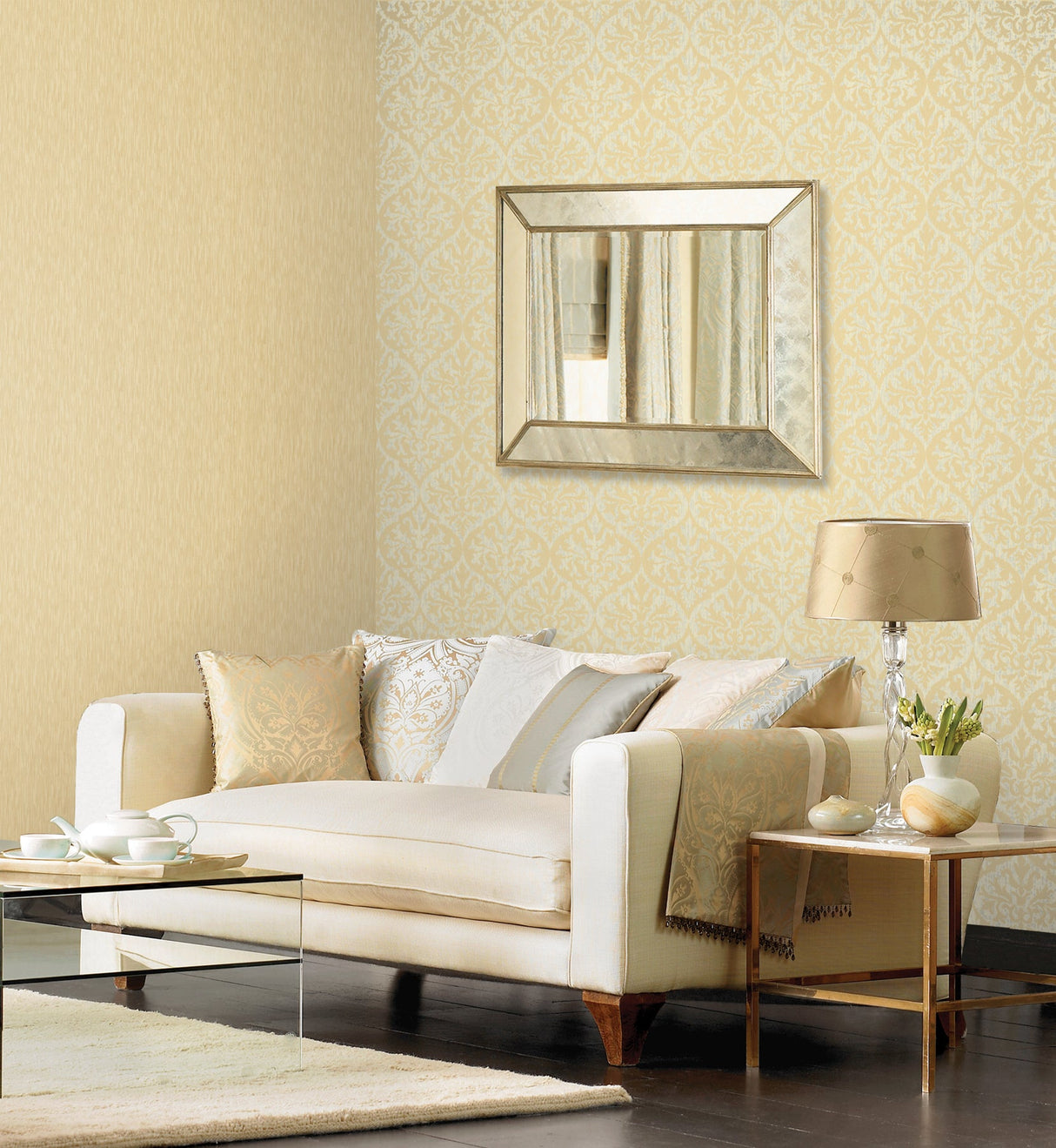 Kenneth James 2542-20710 Chandra Champagne Ikat Texture Wallpaper