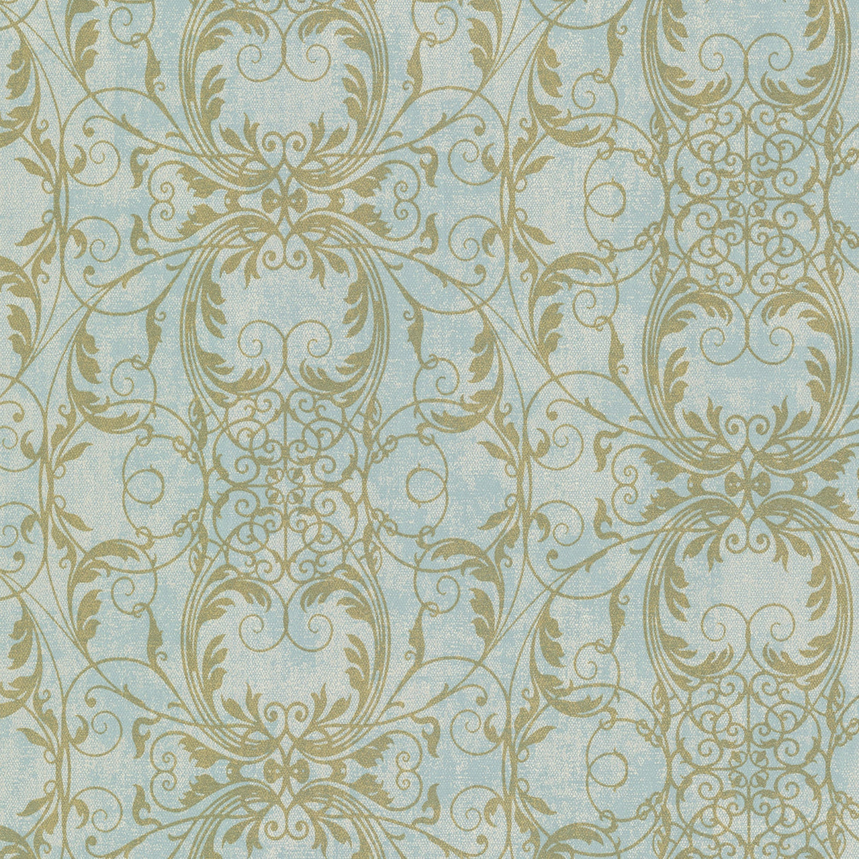 Kenneth James 2542-20728 Tianna Turquoise Ironwork Scroll Wallpaper