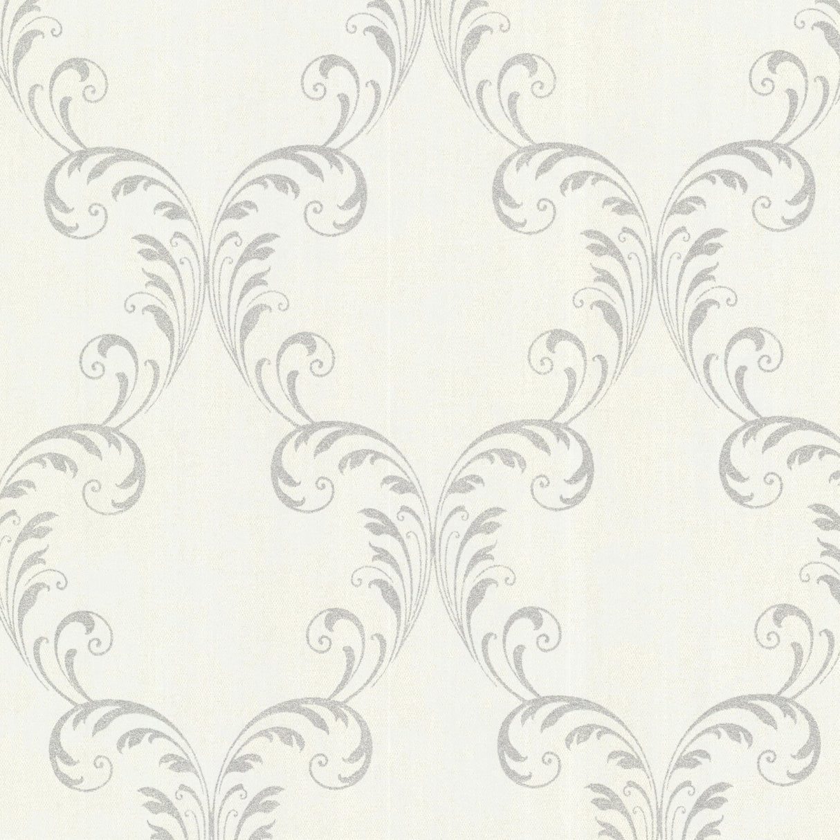 Kenneth James 2542-20736 Quill Platinum Ironwork Leaf Wallpaper