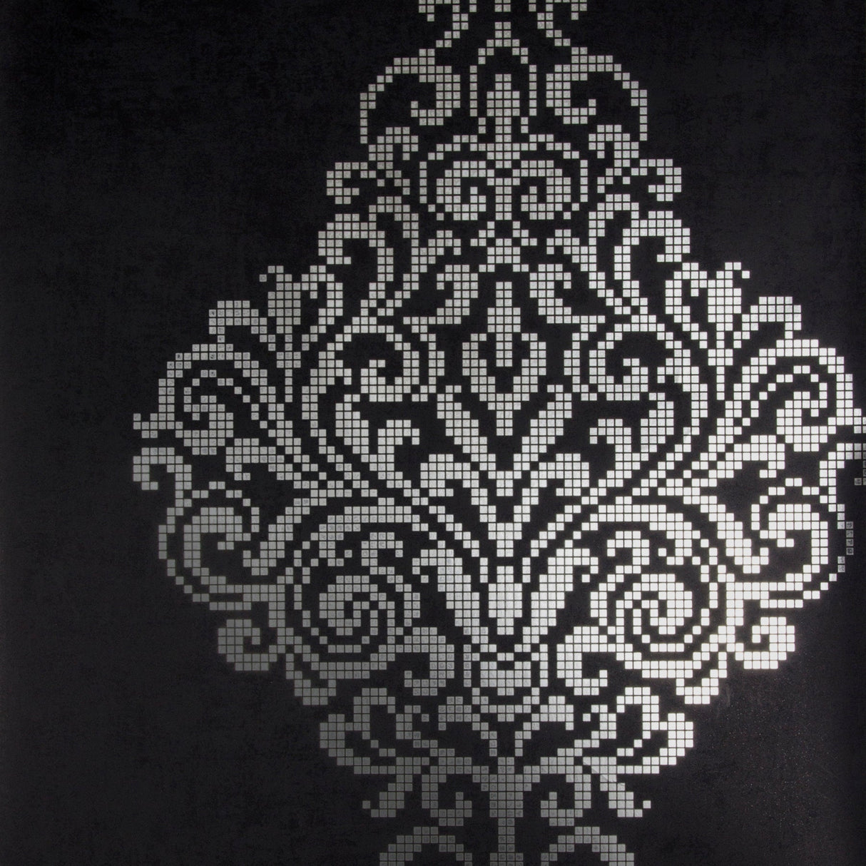 Kenneth James 2542-20747 Lux Charcoal Foil Damask Wallpaper