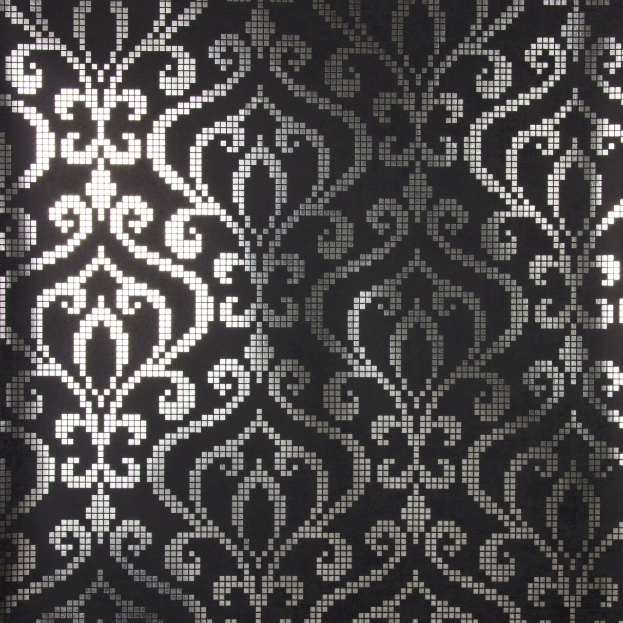 Kenneth James 2542-20752 Venus Charcoal Foil Mini Damask Wallpaper