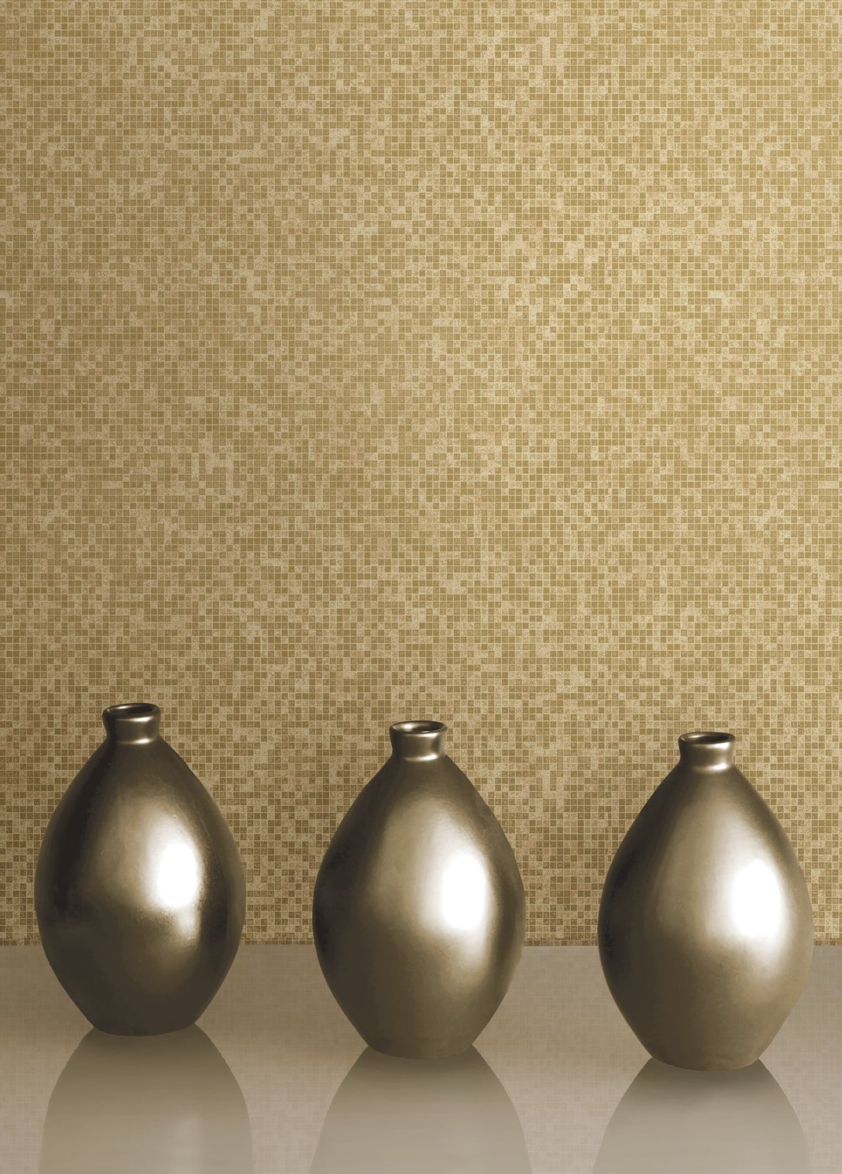 Kenneth James 2542-20757 Cosimo Brass Foil Mosaic Wallpaper