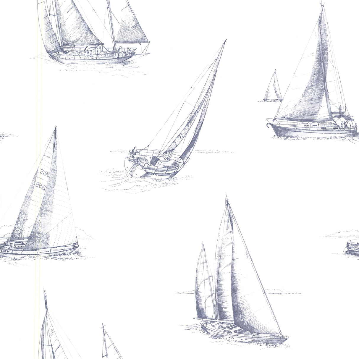 Beacon House 2604-21200 Voyage Navy Sailboats Wallpaper