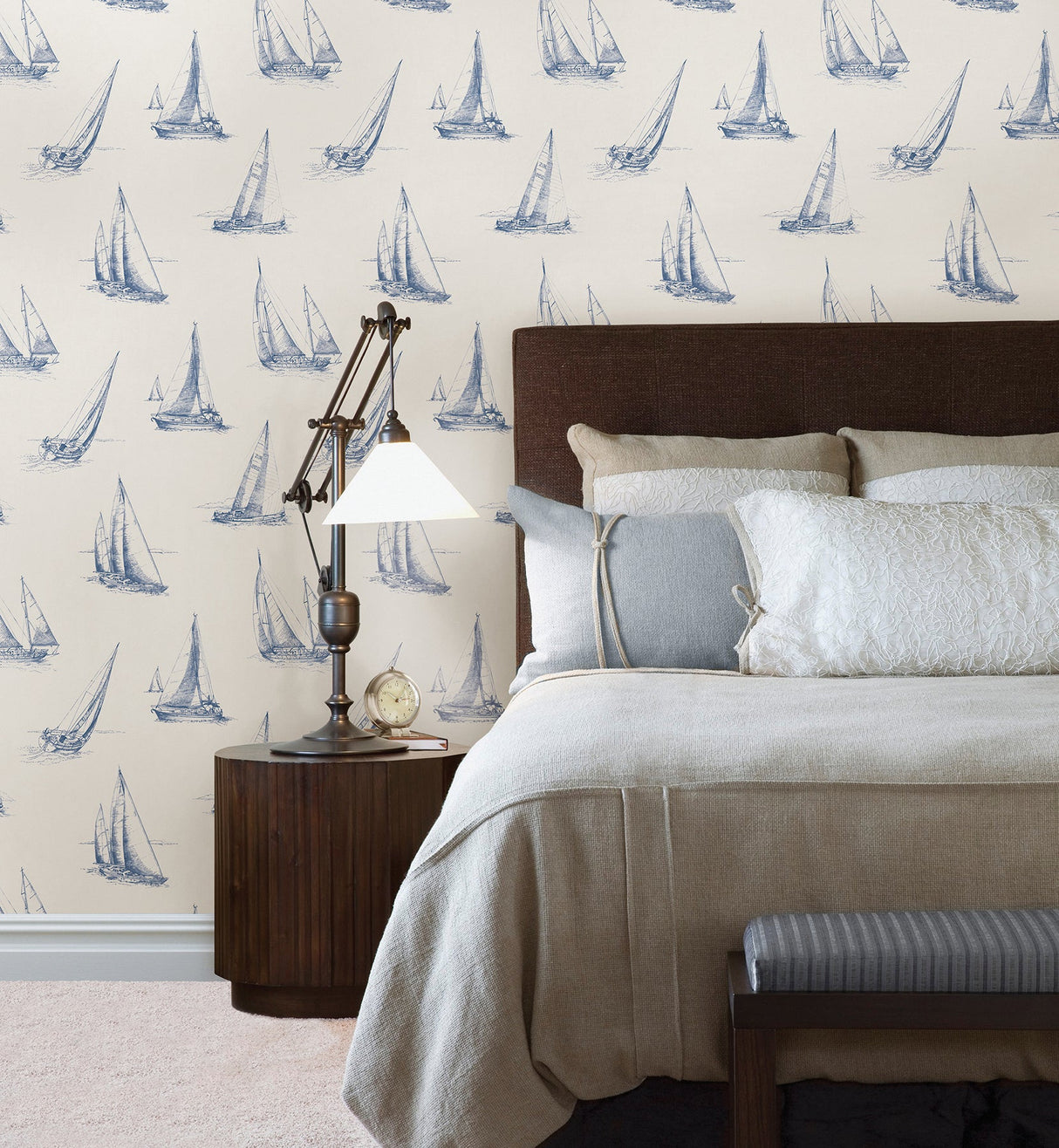 Beacon House 2604-21200 Voyage Navy Sailboats Wallpaper
