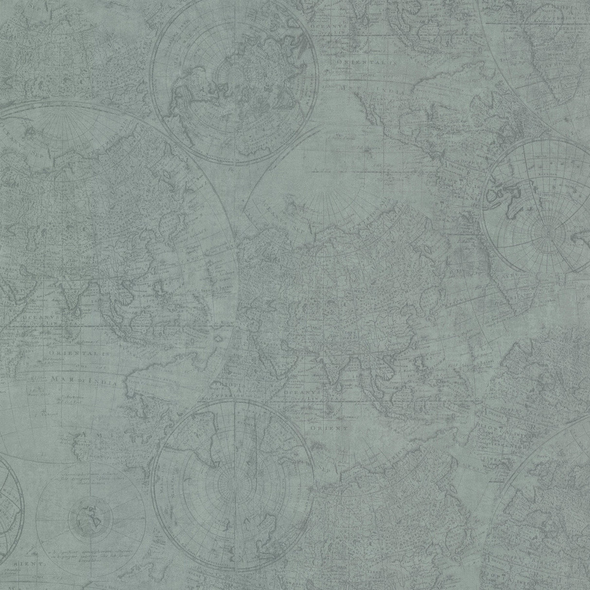Beacon House 2604-21235 Cartography Teal Vintage World Map Wallpaper