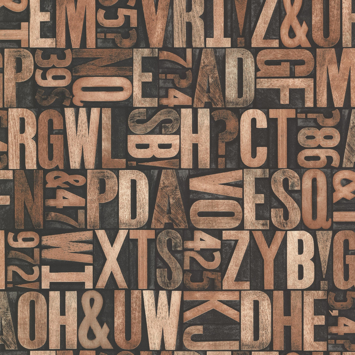 Beacon House 2604-21249 Letterpress Brown Typography Wallpaper