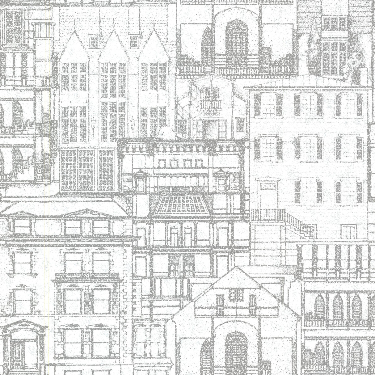 Beacon House 2604-21257 Facade Light Grey Vintage Blueprint Wallpaper