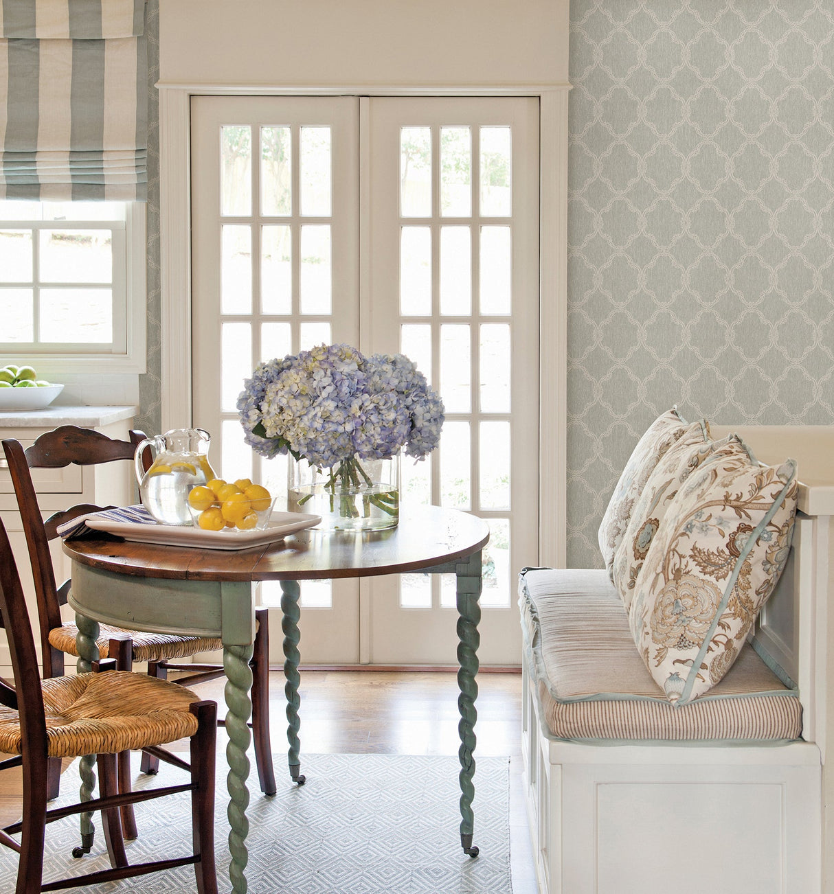 Beacon House 2614-21005 Daniela Light Blue Filigree Trellis Wallpaper