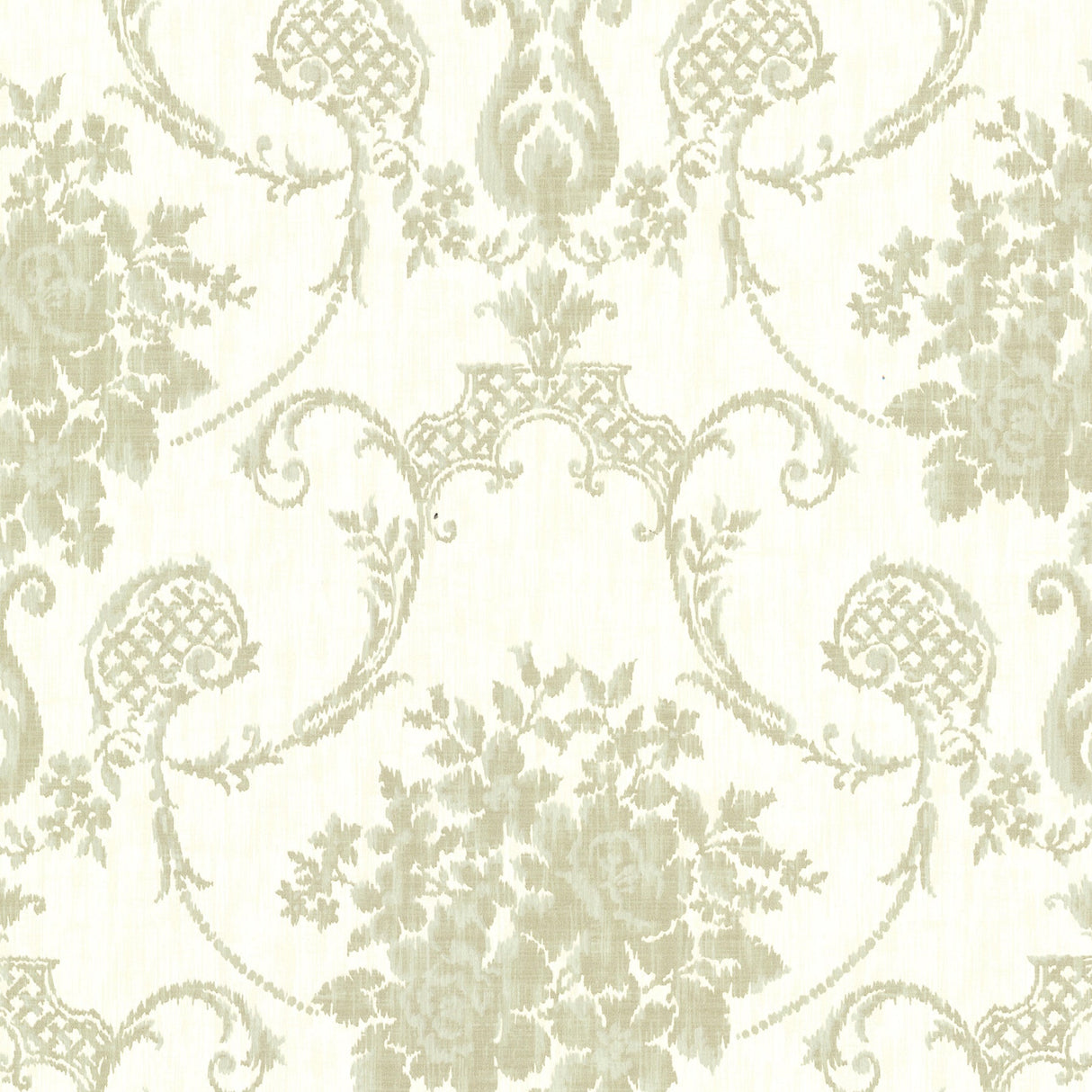 Beacon House 2614-21026 Marais Green Ikat Damask Wallpaper