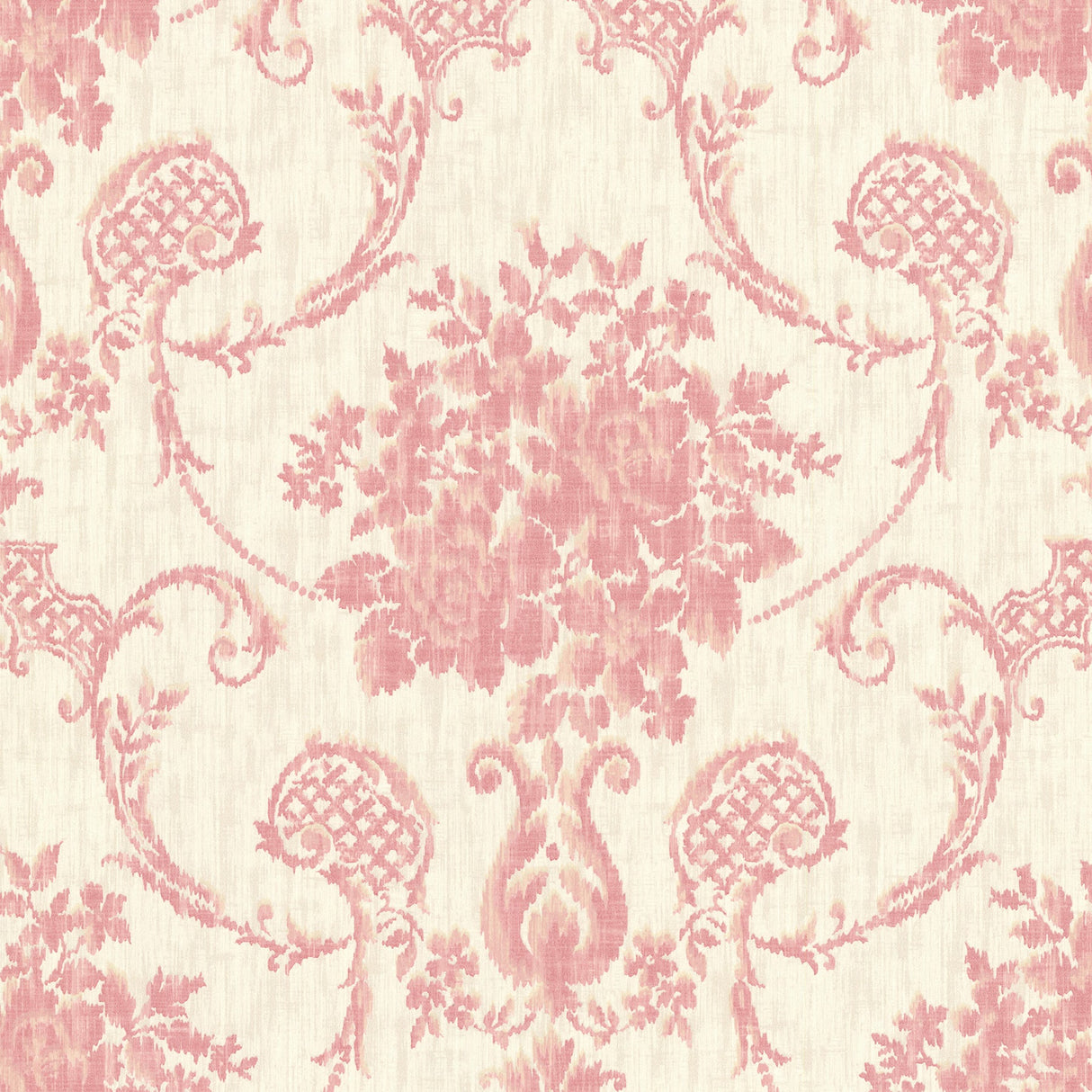 Beacon House 2614-21027 Marais Pink Ikat Damask Wallpaper