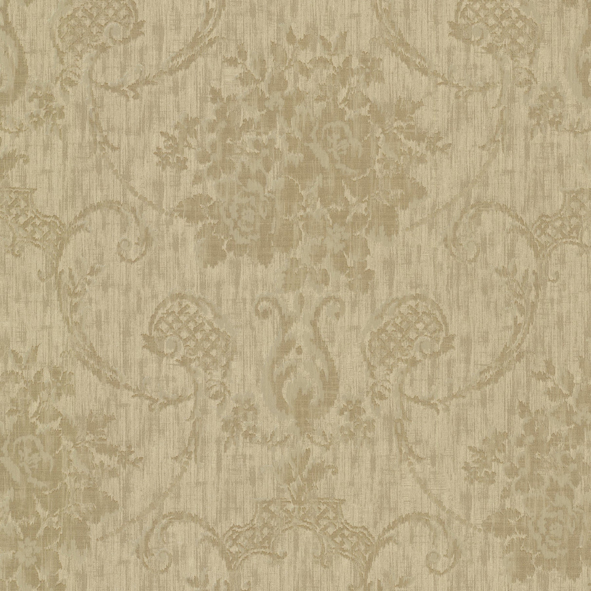 Beacon House 2614-21028 Marais Gold Ikat Damask Wallpaper