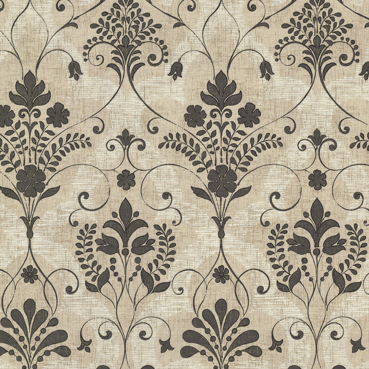 Beacon House 2614-21037 Andalusia Black Damask Wallpaper