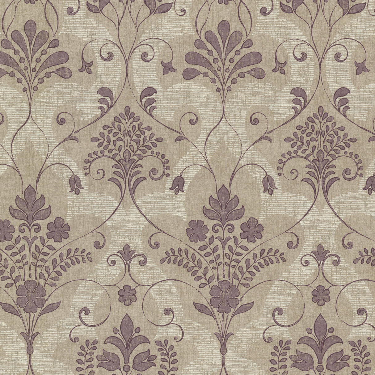 Beacon House 2614-21038 Andalusia Violet Damask Wallpaper