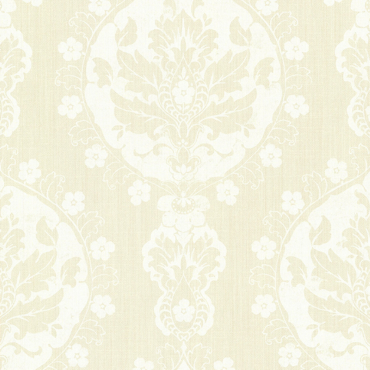 Beacon House 2614-21059 Lourdes Champagne Damask Medallion Wallpaper