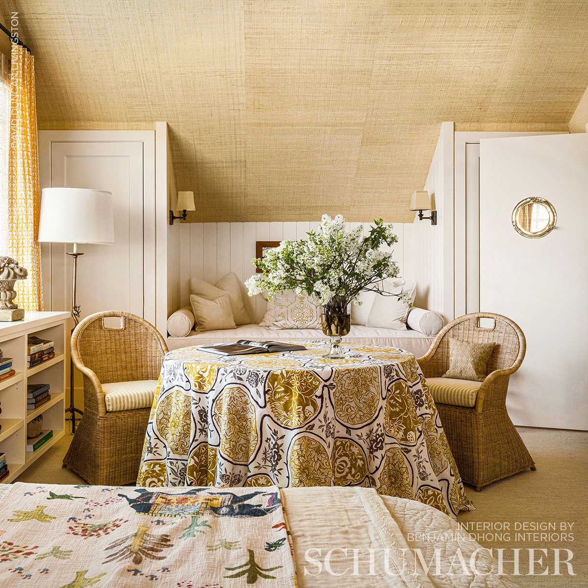 Schumacher 2620934 KATSUGI in GOLD AND MUSHROOM Fabric - EXU