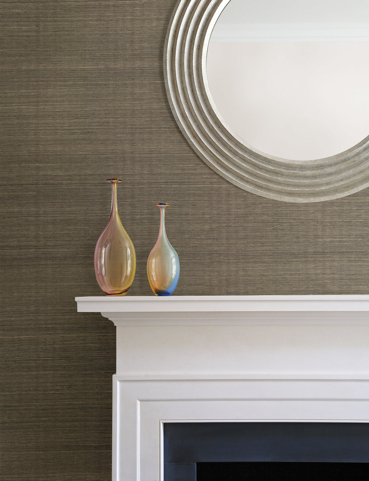 Kenneth James 2622-30215 Barbora Chocolate Grasscloth Wallpaper